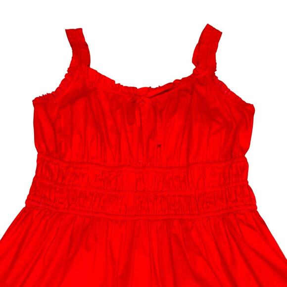 Lauren Conrad red milkmaid shirred tank midi dress medium - Picture 6 of 14